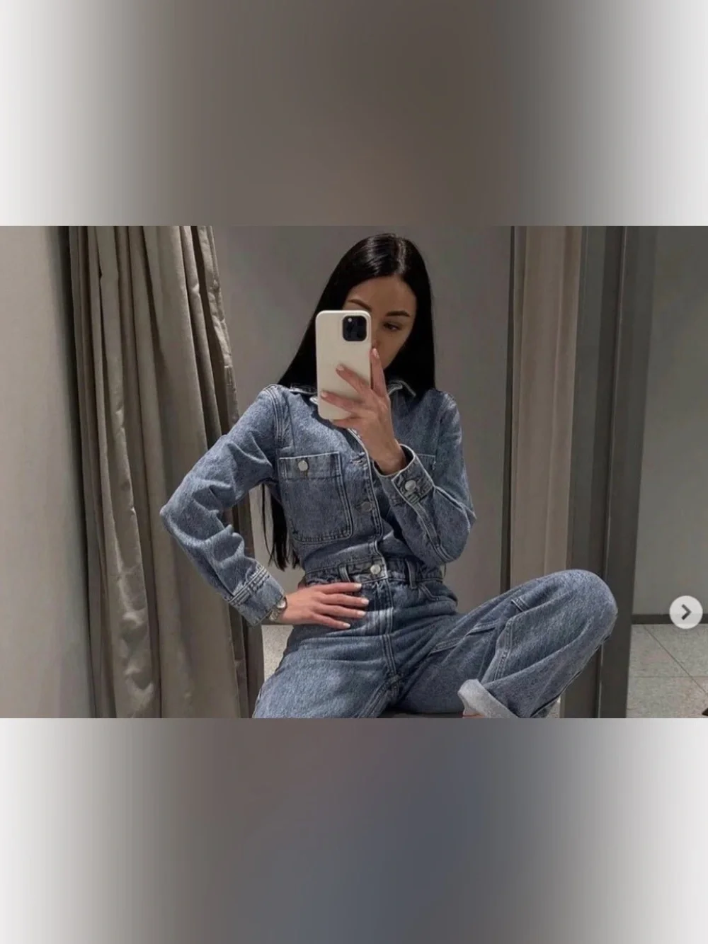 Zara Blue Denim Jumpsuit - Picture 9 of 12